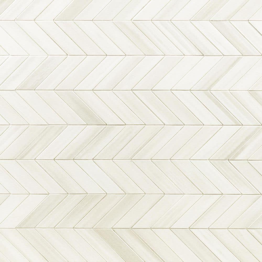 Bianco 12" x 15" Matte Porcelain Chevron Mosaic Tile