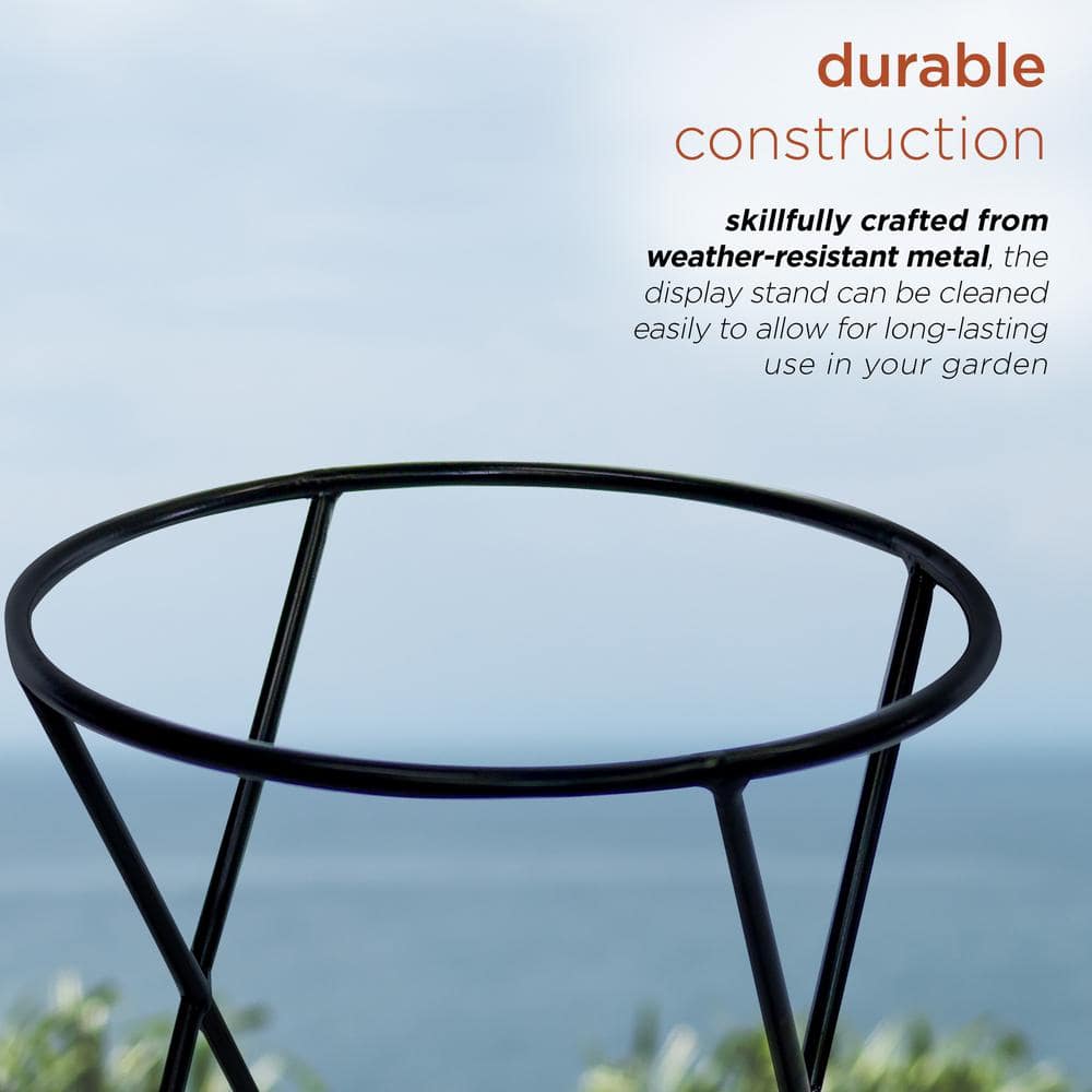 Black Metal 11" Tall Indoor/Outdoor Gazing Globe Stand