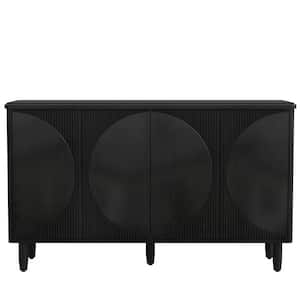 Ahlivia Black Particle Board 59.4 in. Buffet Cabinet Sideboard with Doors