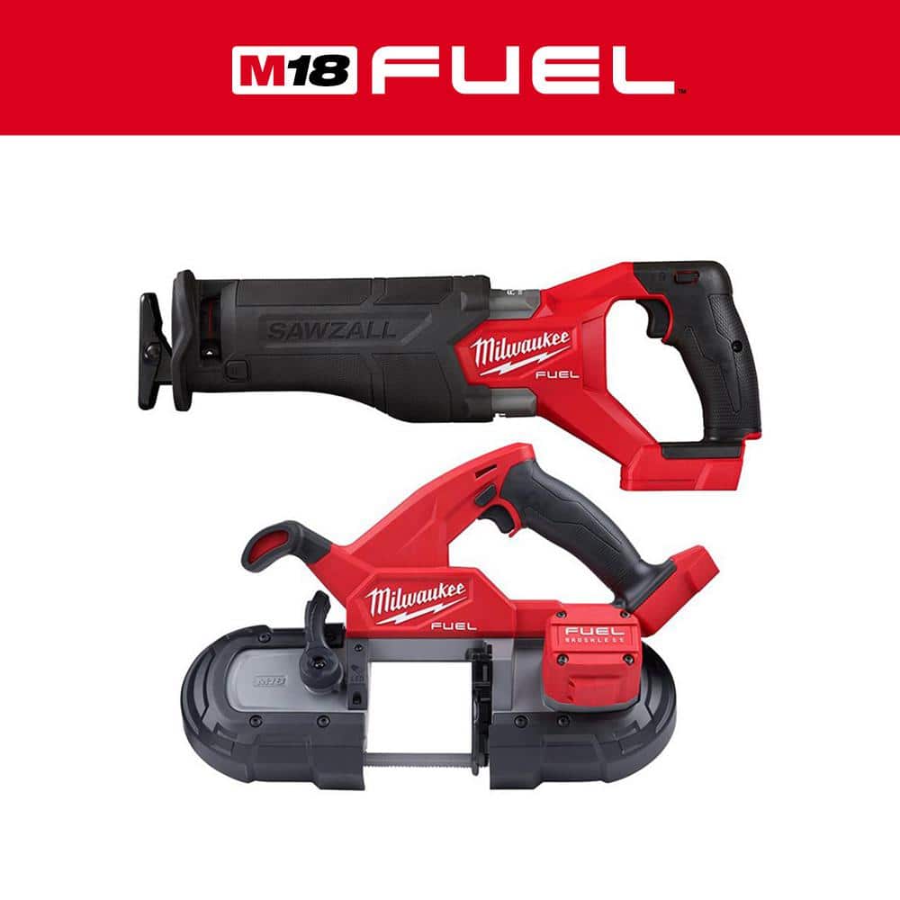 Milwaukee M18 FUEL GEN-2 18V Lithium-Ion Brushless Cordless SAWZALL Reciprocating Saw with Compact Bandsaw (Tool-Only) -  2821-20-282