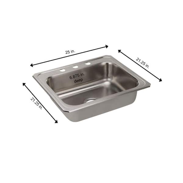 Celebrity 25 in. Drop-in Single Bowl 20-Gauge Stainless Steel Kitchen Sink Only