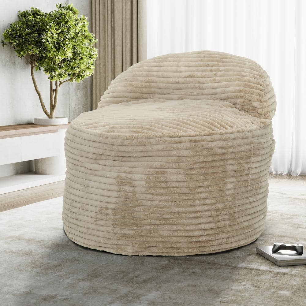 Sealy Teddy 2-in-1 Corduroy Beige Convertible Polyester Bean Bag