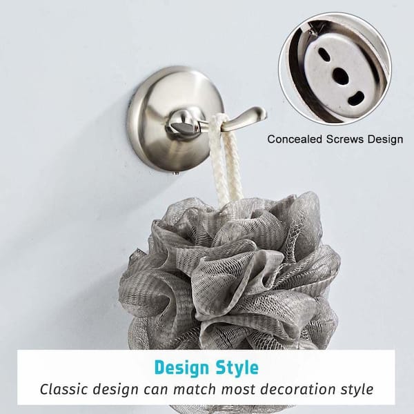 Dracelo 4-Piece Bath Hardware Set with Towel Ring Toilet Paper Holder Robe Hook and 18 or 24 in. Towel Bar in Brushed Nickel