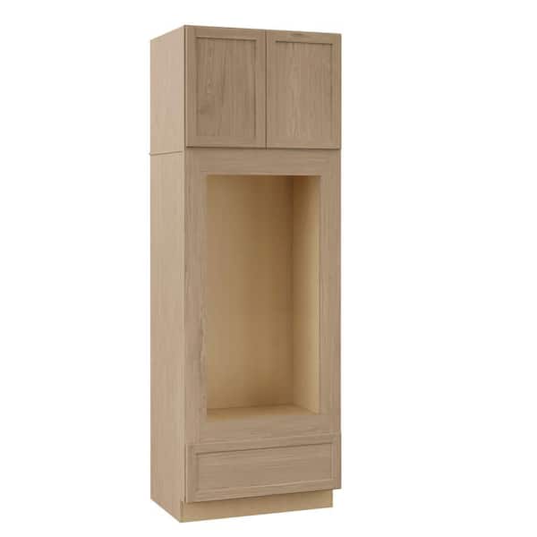 Sinclair 33 in. W x 24 in. D x 96 in. H Assembled Double Oven Cabinet in Shaker Light Oak