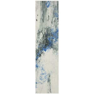 Gold Vein Blue 2 ft. 6 in. x 10 ft. Abstract Runner Rug