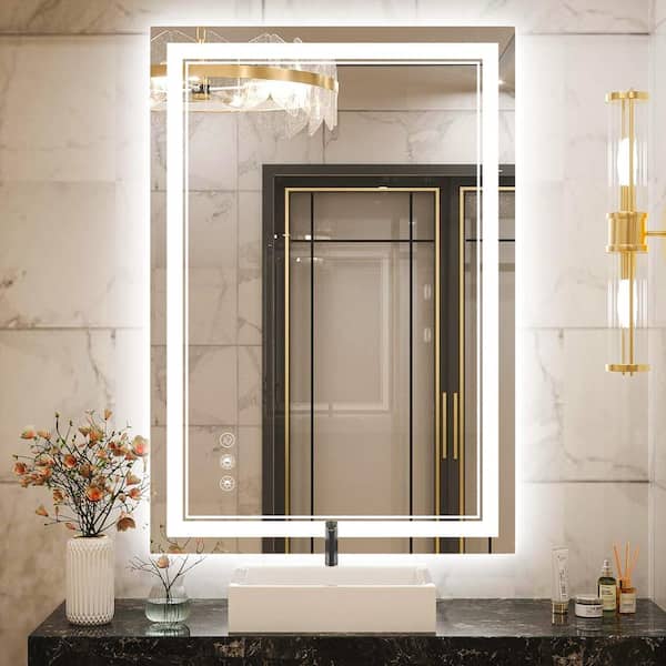Sarlai 40 in. x 24 in. Adjustable LED with 3 Color Temperatures Bathroom Mirror