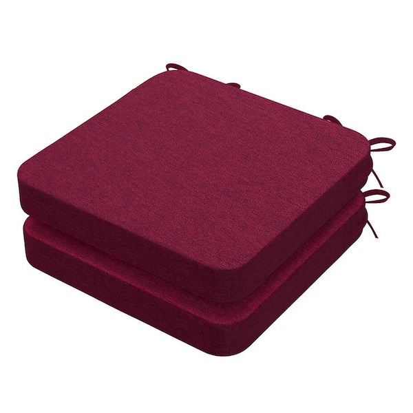 AAAAAcessories 16 in. x 17 in. Square Indoor Seat Cushion Dining Chair Cushion in Wine Red (2-Pack)