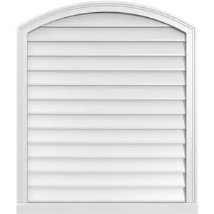 34 in. x 40 in. Arch Top Surface Mount PVC Gable Vent: Functional with Brickmould Sill Frame