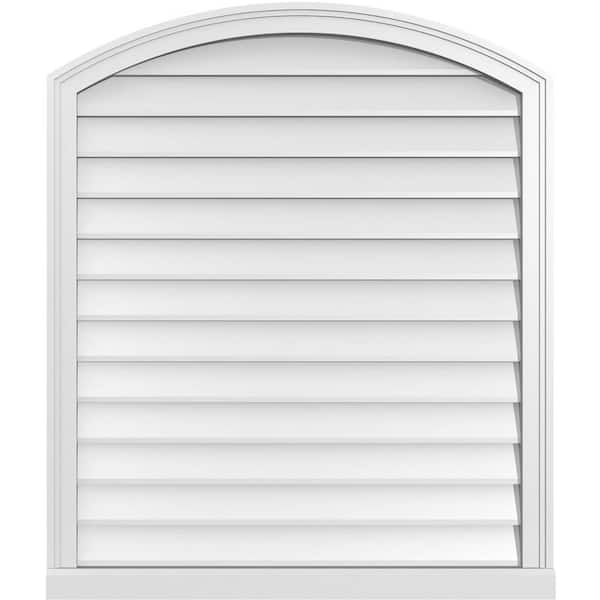 Ekena Millwork 34 in. x 40 in. Arch Top Surface Mount PVC Gable Vent: Functional with Brickmould Sill Frame