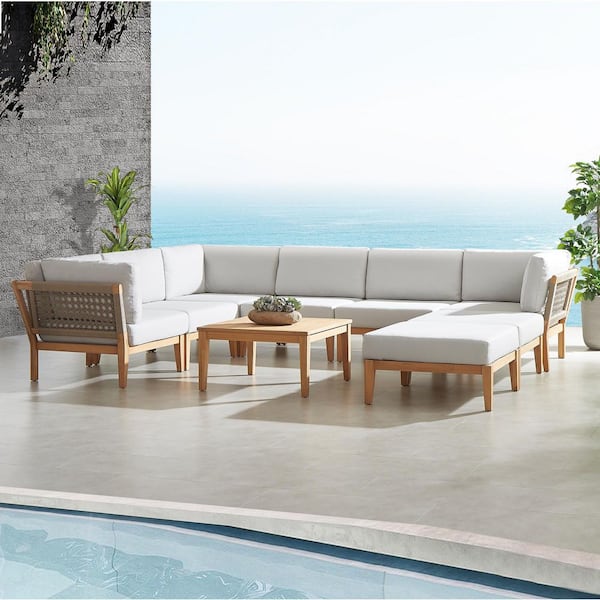 Cassara gray 9-Piece Wicker Outdoor Dining Set with Cushions