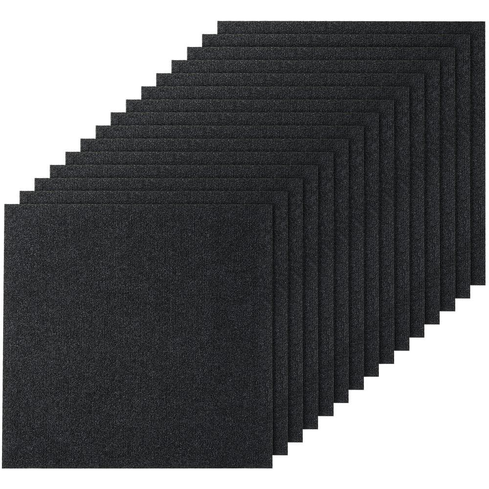 VEVOR Black Commercial Residential 24 in. x 24 in. Peel and Stick Pattern Carpet Tile Carpet Squares 60 sq. ft.