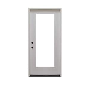 32 in. x 80 in. Premium Full Lite Primed White Fiberglass Prehung Front Door