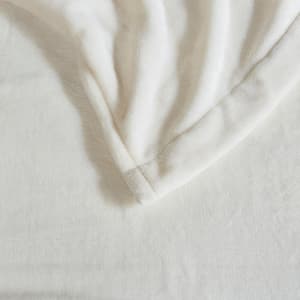 62 in. x 84 in. Heated Plush Ivory Twin Blanket