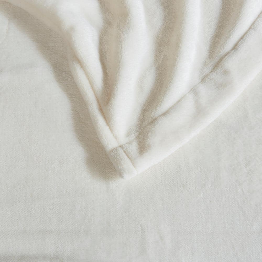 King Ivory Plush Electric Heated Blanket with Dual Controllers
