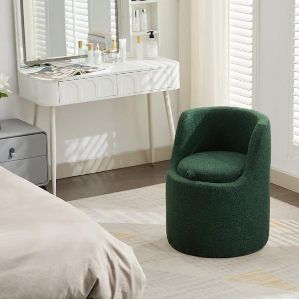 JEAREY Elegant 1-Piece Velvet Dark Green Makeup Vanity Stool with Storage