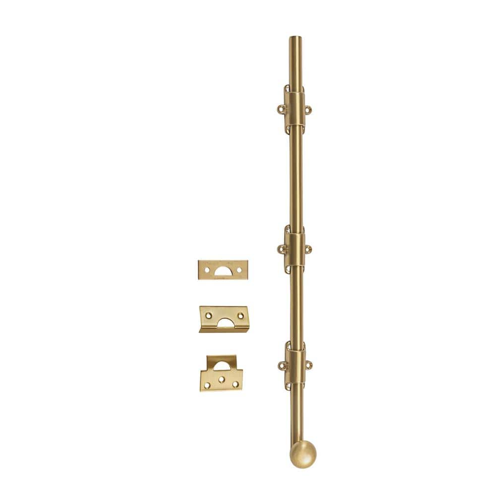 18 in. Heavy-Duty Solid Brass Satin Brass Surface Bolt with Round Knob price history on PriceWatchPro