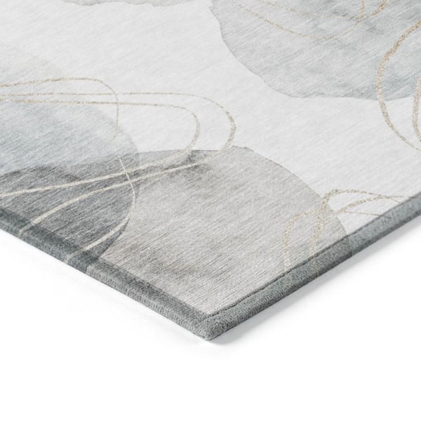 Ivory Blue and Gray 2 ft. x 3 ft. Woven Abstract Rectangle Indoor/Outdoor Area Rug