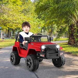 10.5 in. 12-Volt Kids Ride On Truck Car Electric Vehicle Remote with Music and Light Red