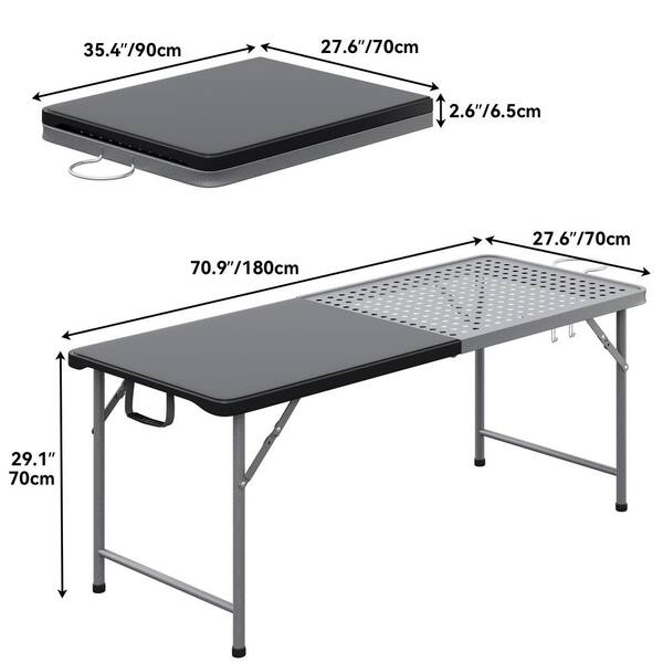 E EASTSTORM Folding Outdoor Table, Compact And Portable Picnic Table