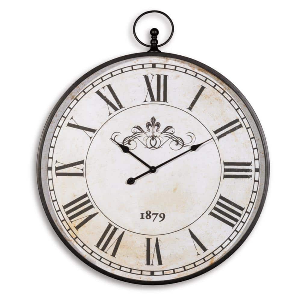 Augustina Antique Black and Cream Metal Wall Clock