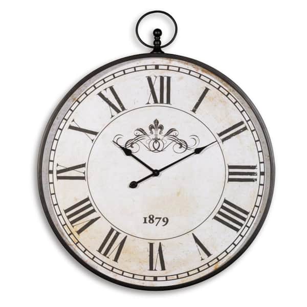 Signature DESIGN BY ASHLEY Augustina Antique Black Analog Metal Wall Clock
