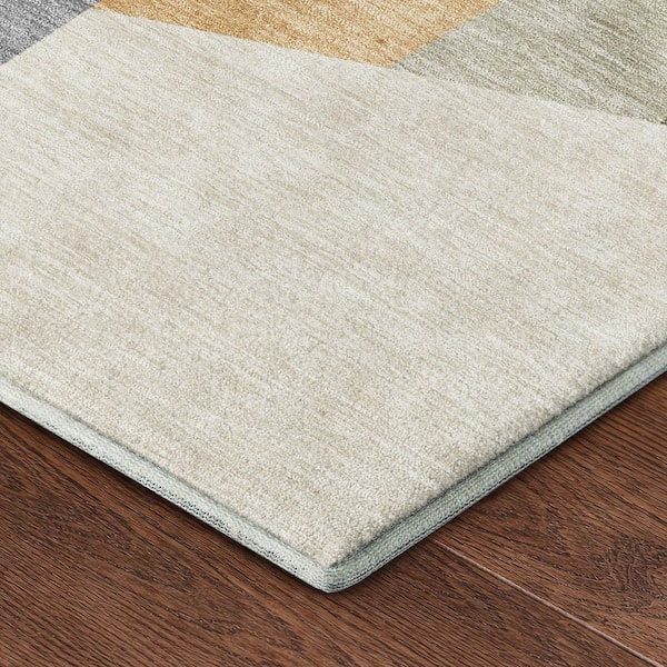 Mayfield Premium Machine Washable Abstract AMF2446 Beige 10 ft. x 14 ft. Area Rug