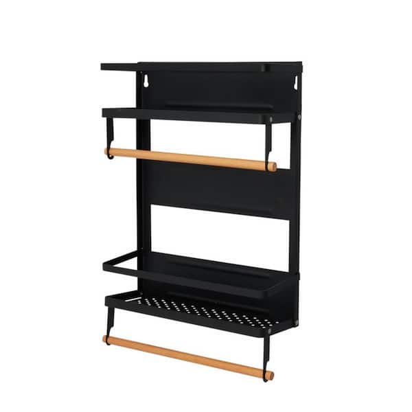 HOUSEHOLD ESSENTIALS Wall/Door Mounted Black Metal Magnetic Organizer with Paper Towel Holder