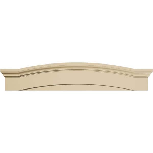 54 in. W x 10-1/2 in. H x 3 in. P Eyebrow Signature Urethane Pediment, Primed Tan