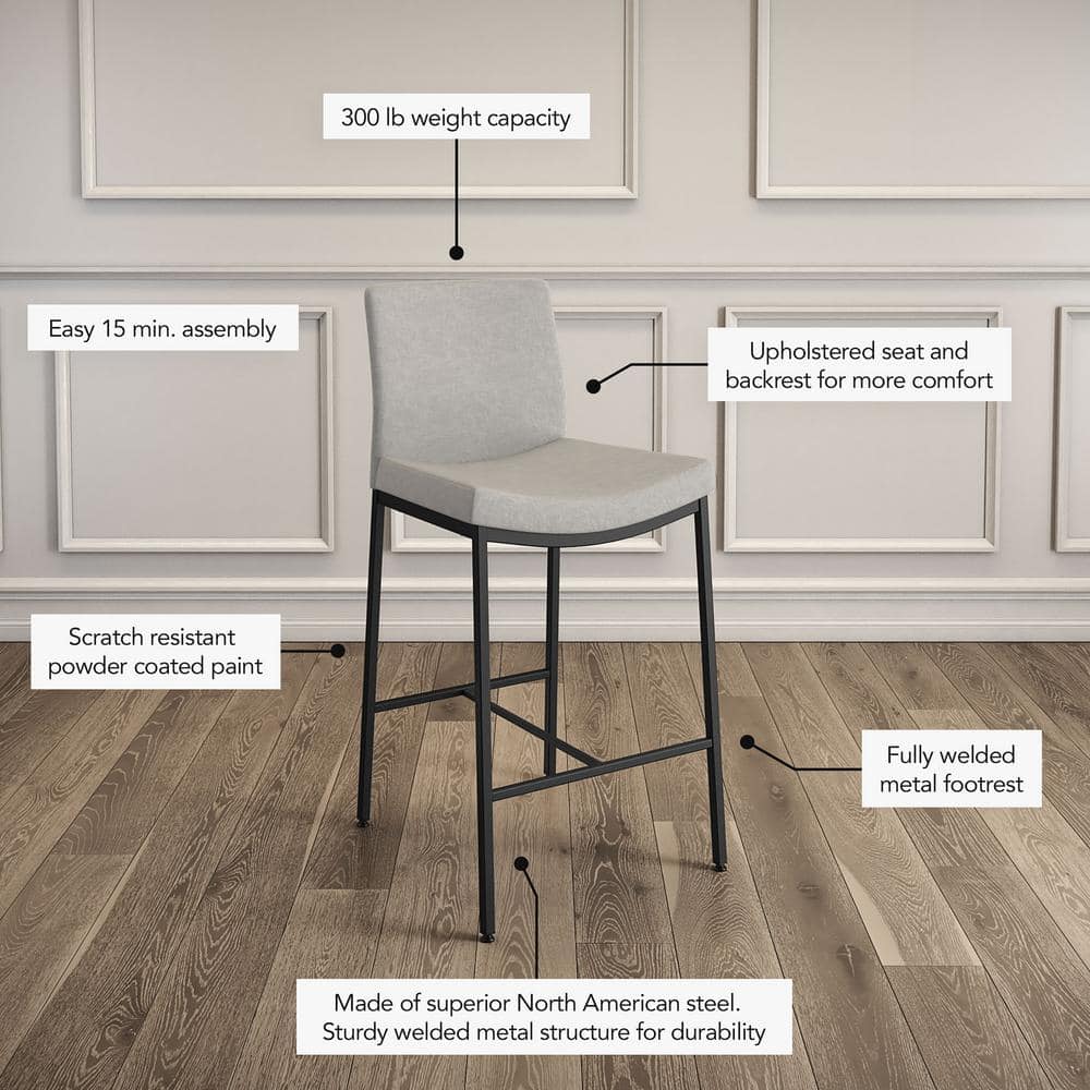 Torres 26'' Light Grey Polyurethane Counter Stool with Dark Grey Metal Frame