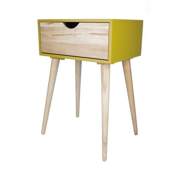 HomeRoots Shelly Yellow Wood End Table