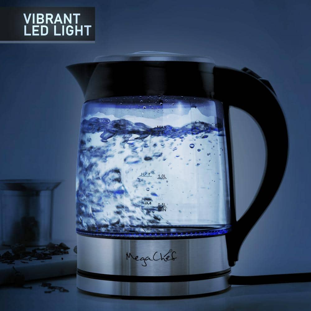 MegaChef 1.8L Glass and Stainless Steel Electric Kettle