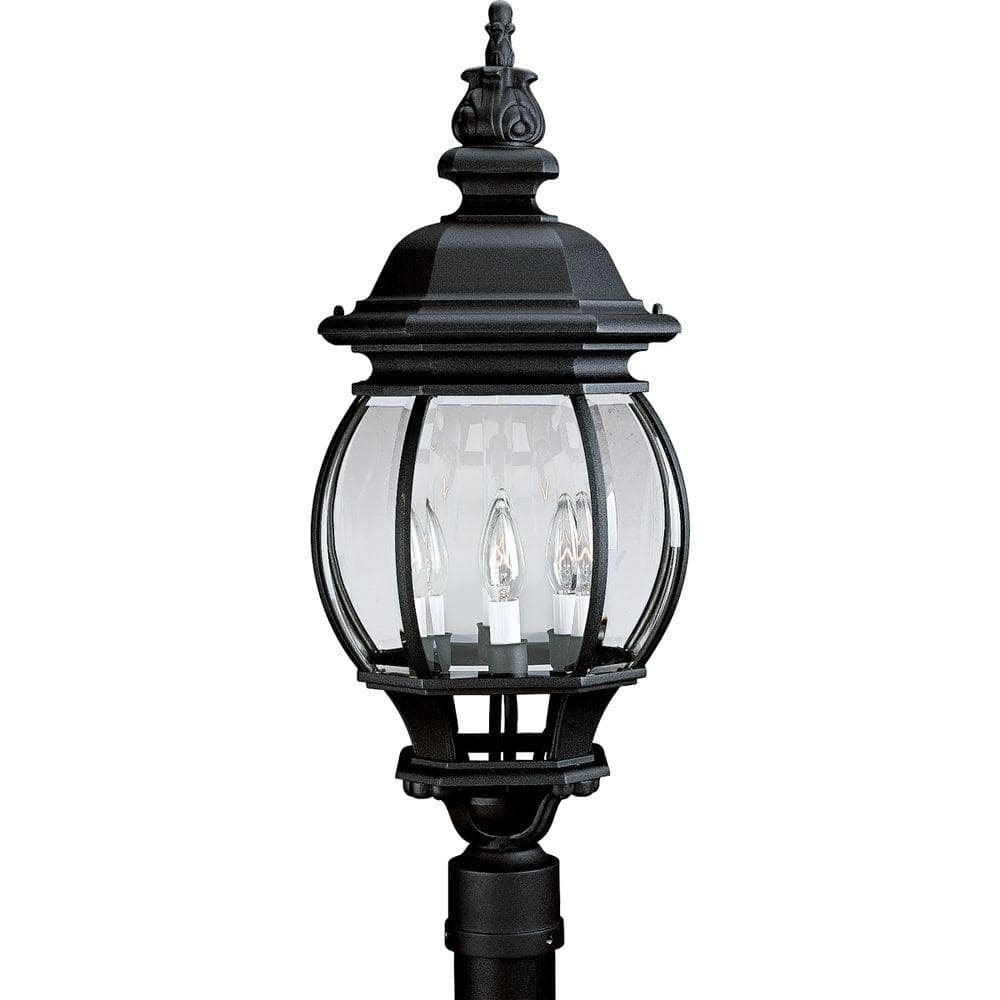 Progress Lighting Globe Lanterns Collection 1-Light Matte Black Clear Glass  Farmhouse Outdoor Post Lantern Light P540007-031 - The Home Depot