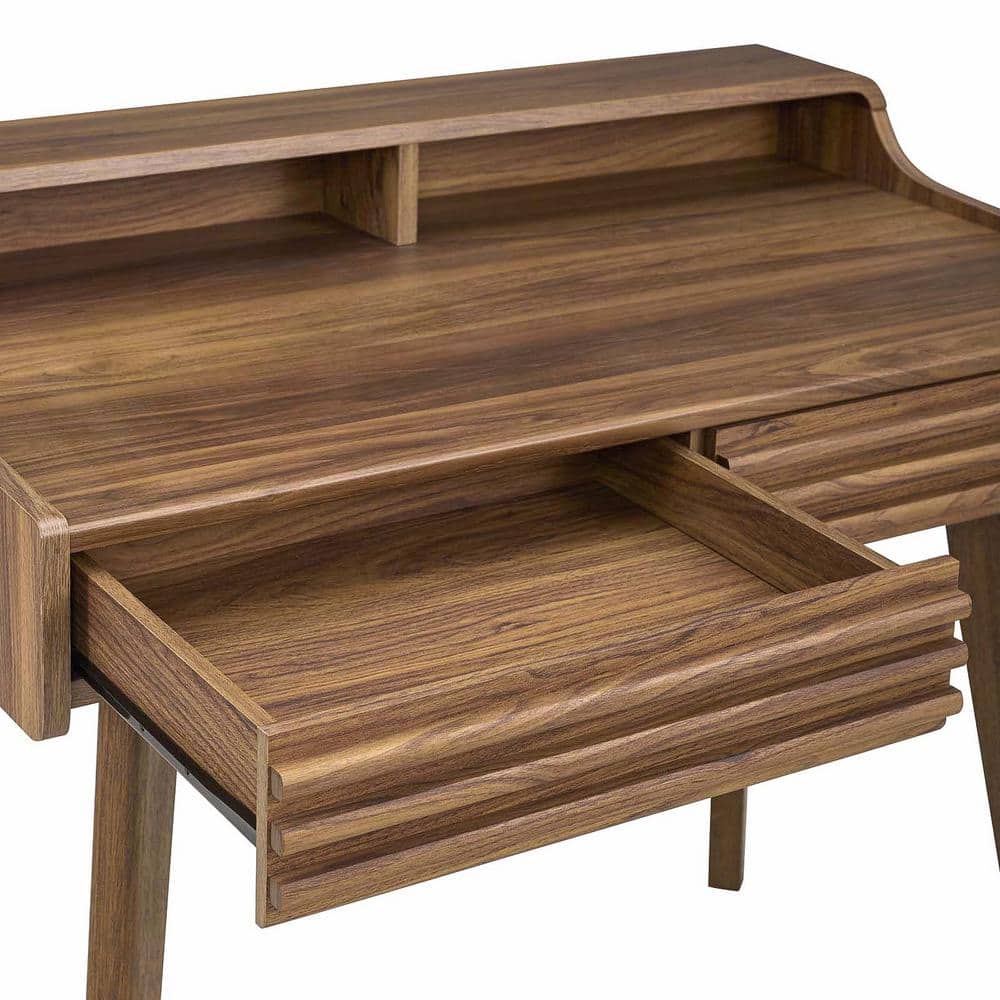 Mid-Century Modern Ravenna Writing Desk with Hutch in Walnut