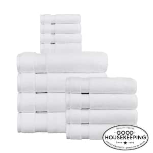 Egyptian Cotton 12-Piece Bath Towel Set in White