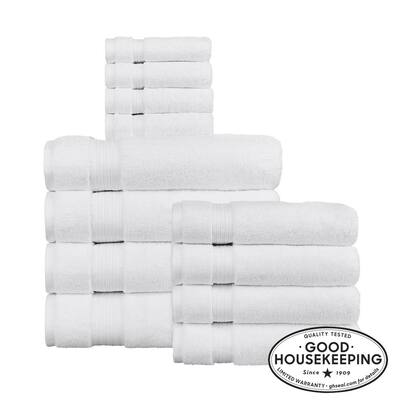 Egyptian Cotton 12-Piece Towel Set in White