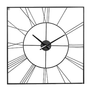 24 in. x 24 in. Black Metal Open Frame Square Wall Clock