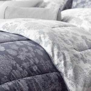 Legends Hotel Hana Cotton and TENCEL Lyocell Ivory/Slate Blue Sateen Comforter