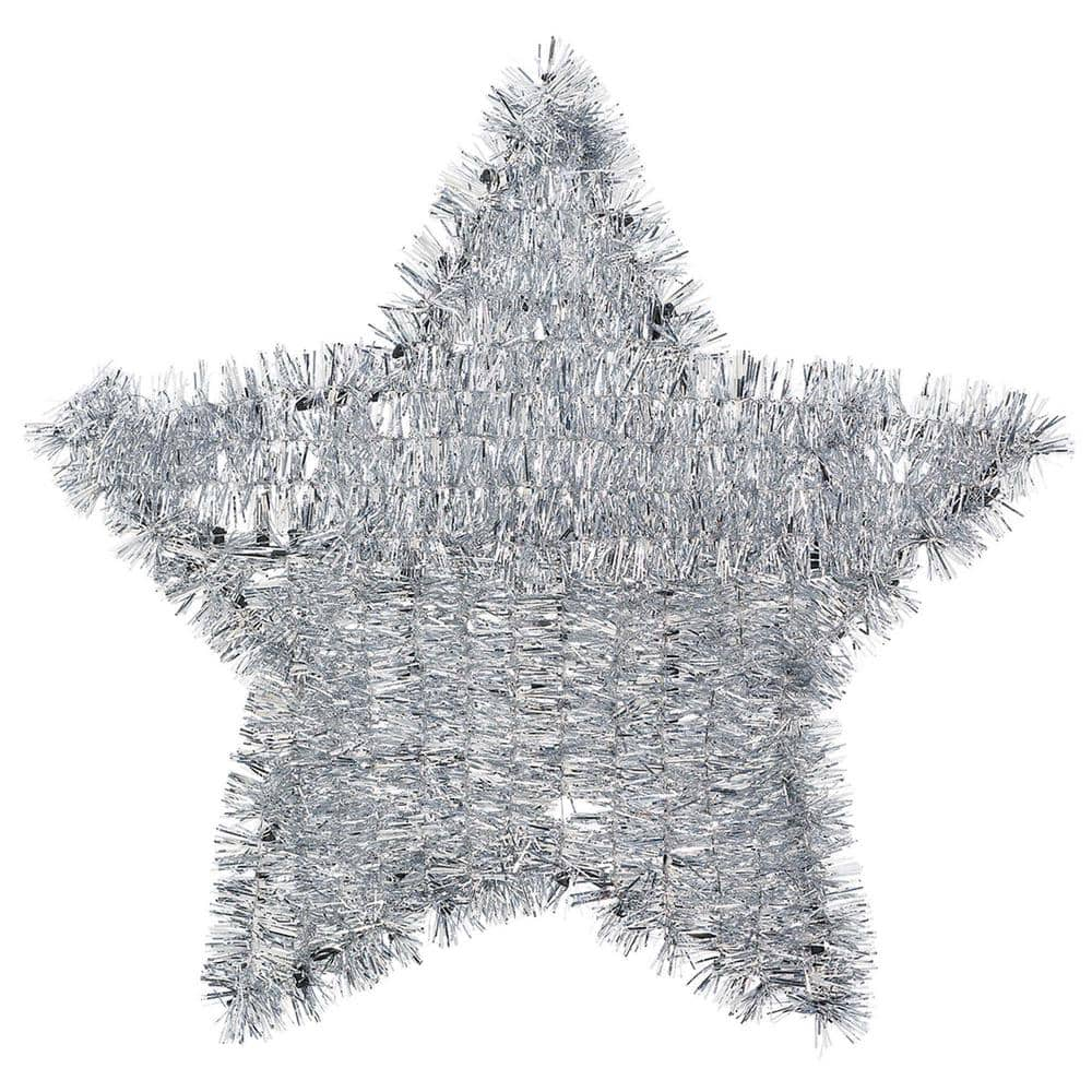 Amscan 11.5 in. x 12 in. Silver Tinsel Star Decoration (6-Pack) 240221 ...