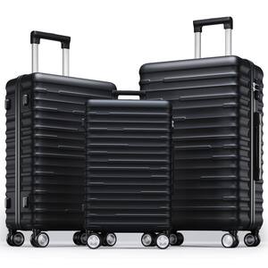 3-Piece Black Silent Spinner Wheels Luggage Set