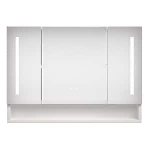 39 in. W x 28 in. H Rectangular Aluminum Medicine Cabinet with Mirror, LED Lights and Multilevel Storage Compartments