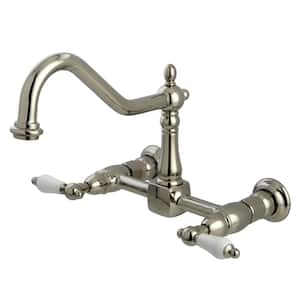 Heritage 2-Handle Wall-Mount Standard Kitchen Faucet in Polished Nickel