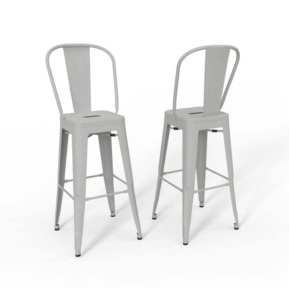 Fletcher 30" White Industrial Metal Bar Stools (Set of 2)