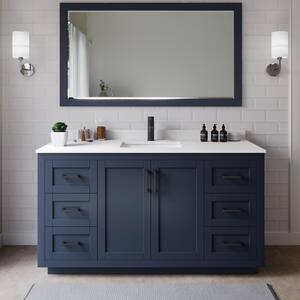 Miranda 66 in. W x 22 in. D x 33.75 in. H Single Bath Vanity in Dark Blue with White Cultured Marble Top