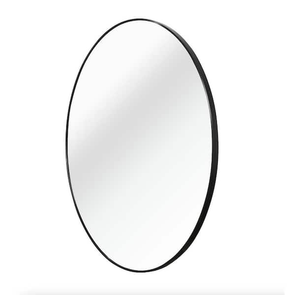 Black 39 in. W x 39 in. H Classic Round Metal Framed Mirror