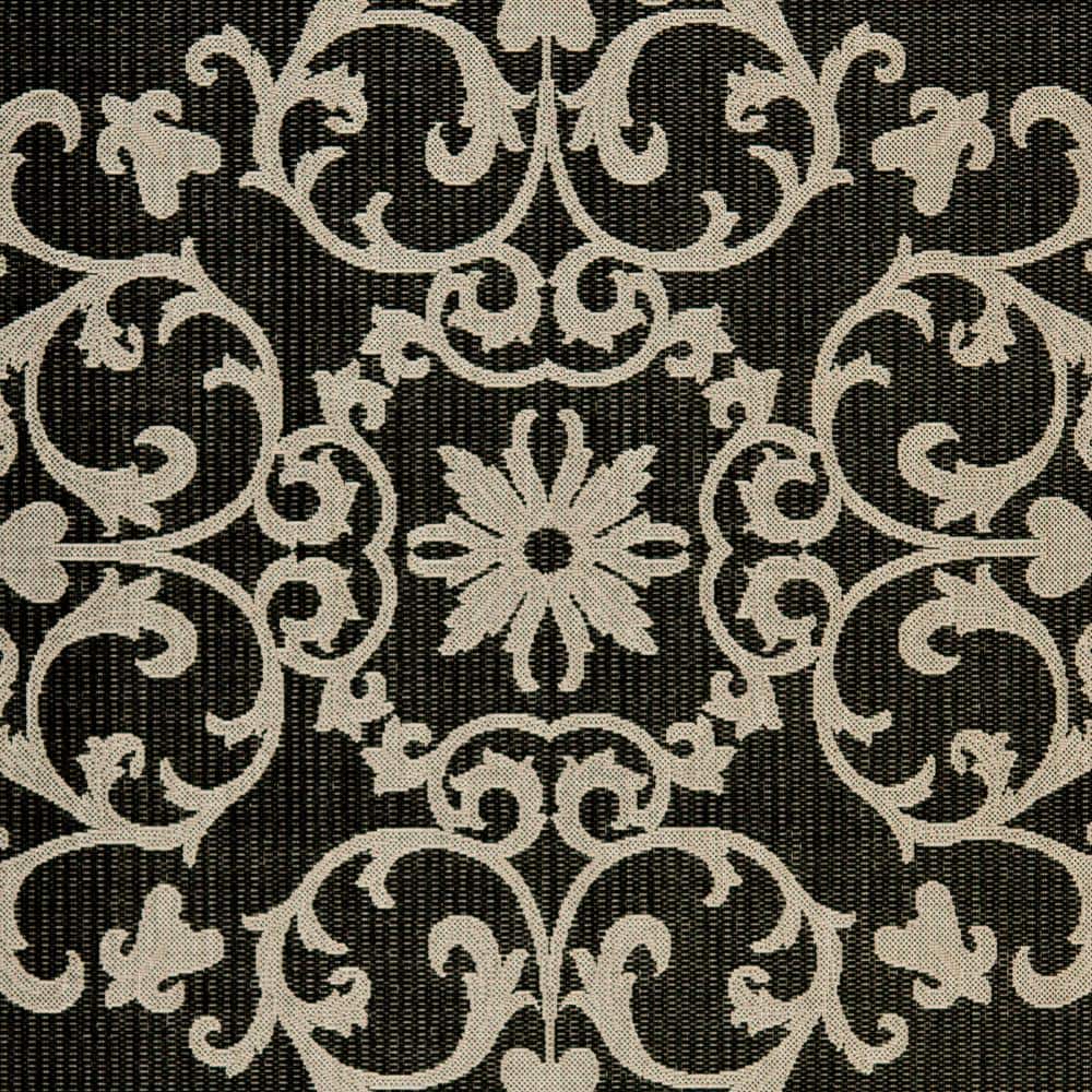 Handmade Black and Sand Rectangular Synthetic Rug, 5' x 7'