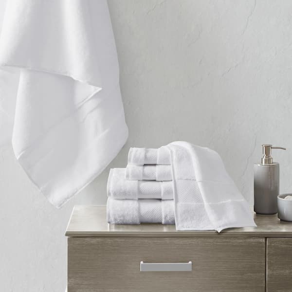 MADISON PARK Signature Turkish 6-Piece White Cotton Bath Towel Set