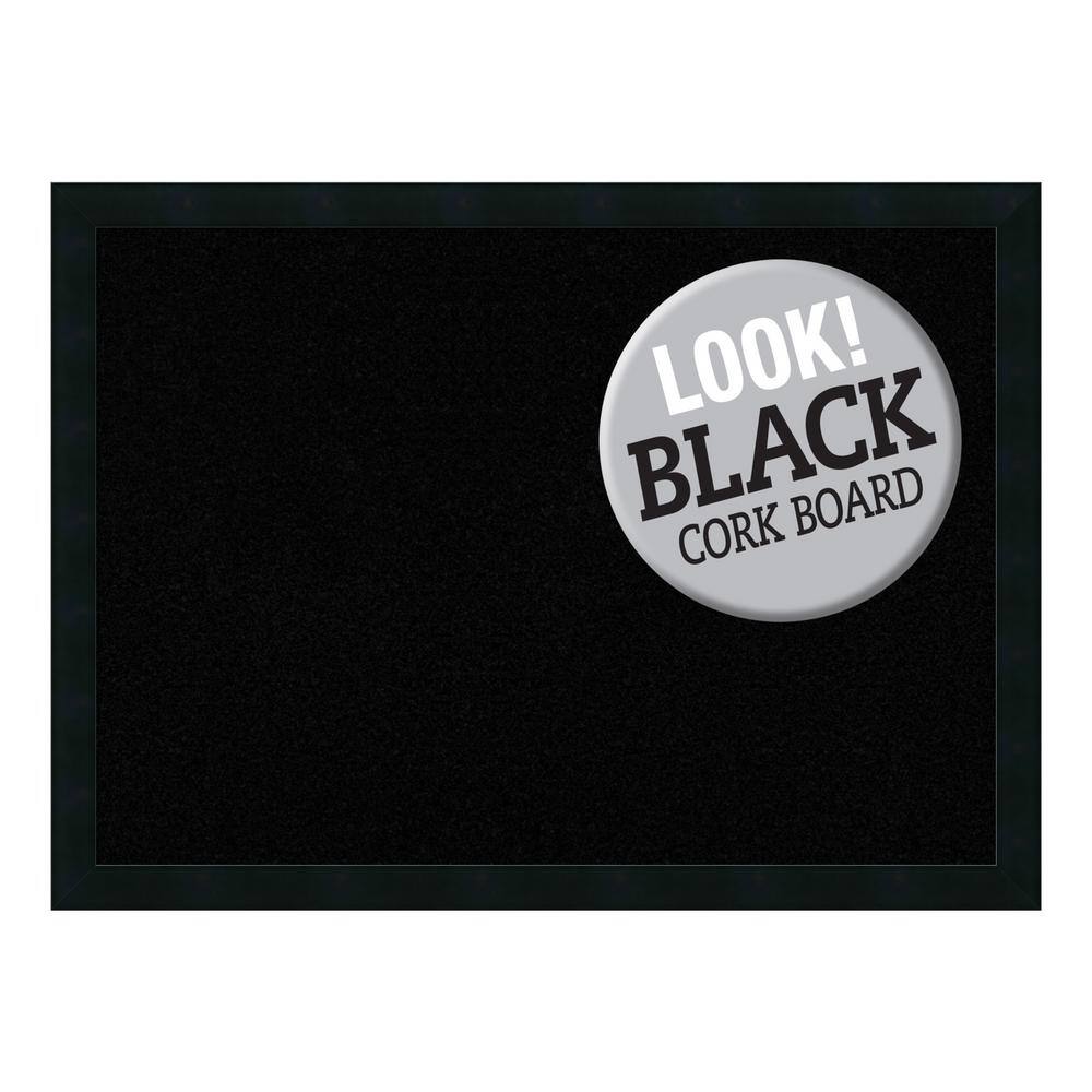Mezzanotte Black Wood Framed Cork Bulletin Board, 30 x 22 Inches