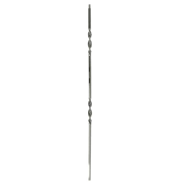 arteferro 44 in. x 1/2 in. Smooth Bar Dual 6 3/4 in. Ribbon Twist 4 in Warm Nickel Powder Coated Wrought Iron Metal Stair Baluster