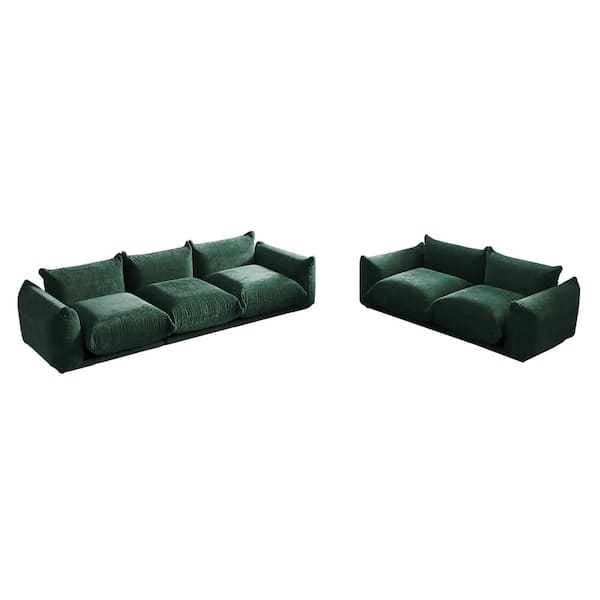 J&E Home 103.9 in. W Square Arm Chenille 5-piece L Shaped Modern Free Combination Sectional Sofa in Green
