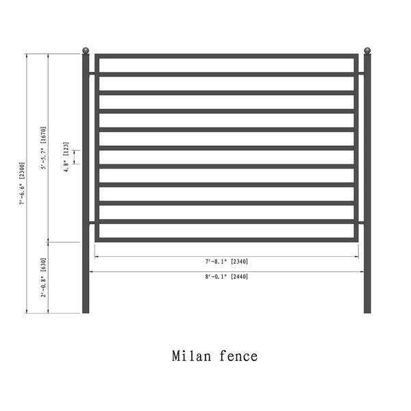 ALEKO Milan Style 5 ft. x 8 ft. Black Iron Fence Panel